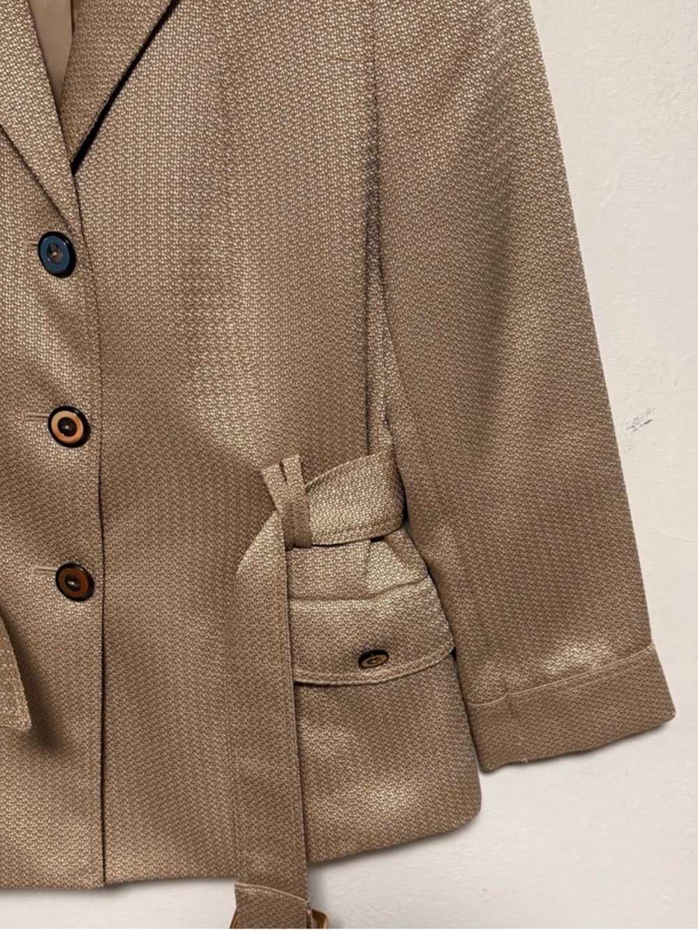 Tahari Arthur S. Levine Belted Blazer Tortoise Buttons Sz 4P - Picture 6 of 16